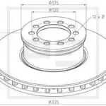 016.662-00A MERC BRAKE DISC 335MM VENTED (PE)