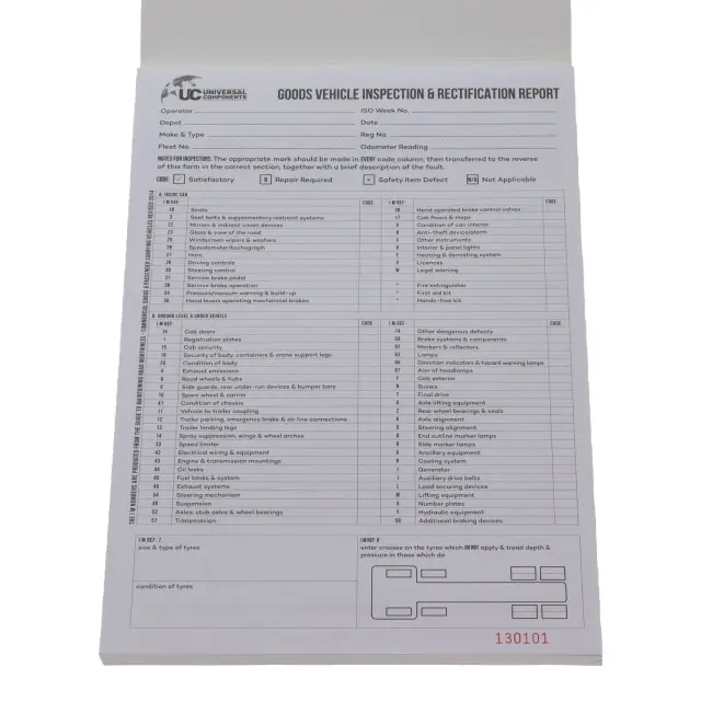 DVD005 HGV 50 PAGE DRIVER DEFECT WALK AROUND BOOK (UC)