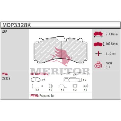 MDP3328K SCHMITZ SAF BRAKE PADS AXEL SET (MERITOR)