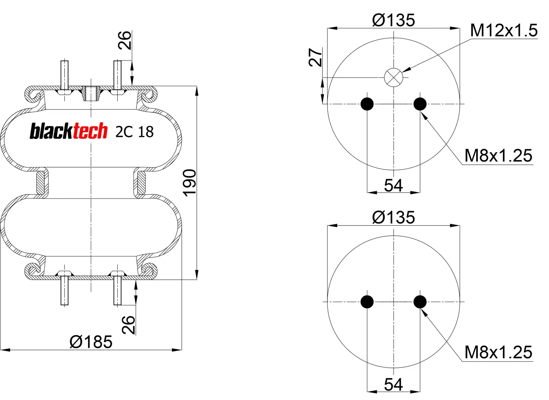 P30.2185.P01 IVECO ROAD SUSPENSION CONVOLUTION AIRBAG (PEGA)